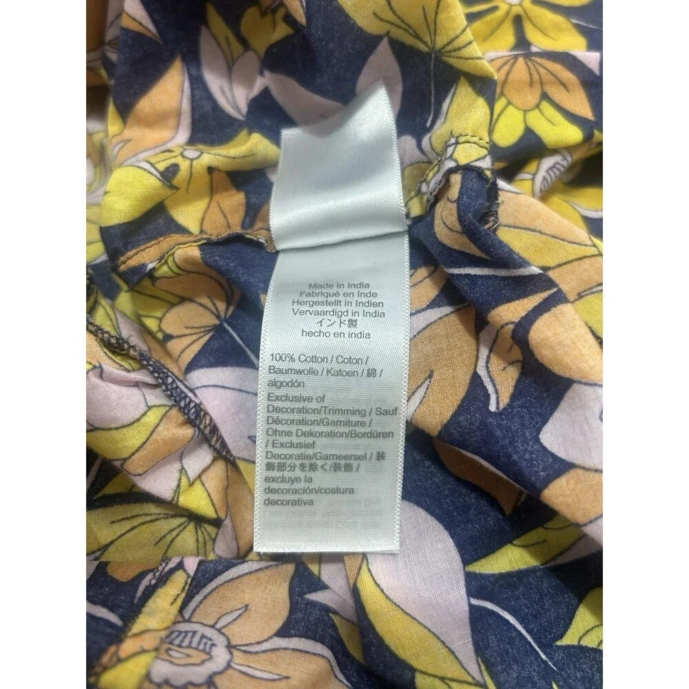 J.Crew Dress Womens XL Multicolor Floral Smocked‎ Hi-Low Ruffle Sundress Cotton